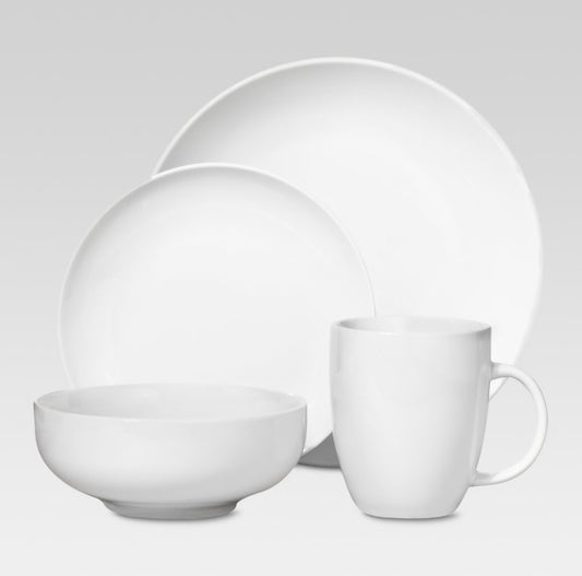 Threshold 16 piece Porcelain Coupe Dinnerware Set - White