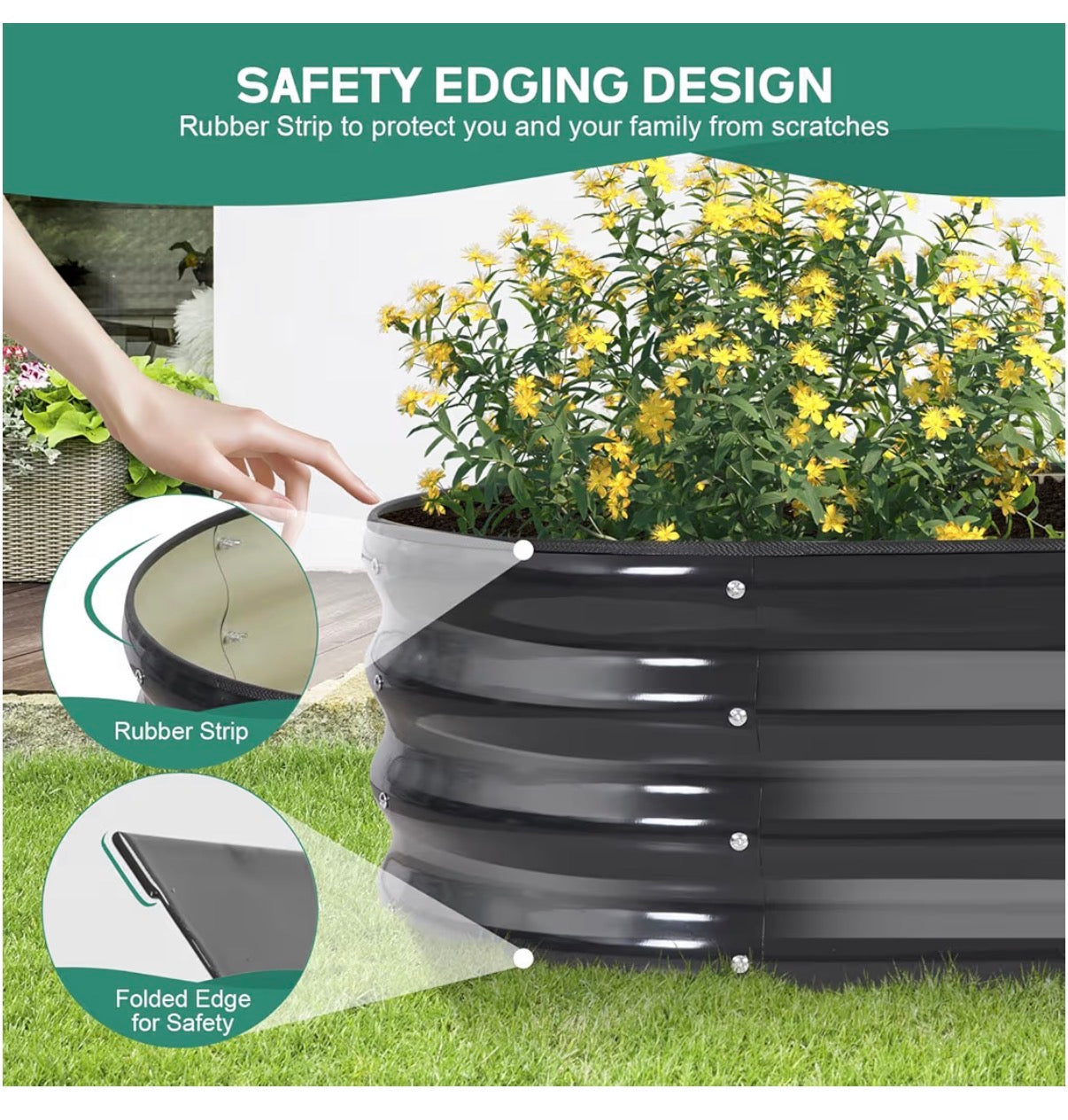 Galvanized Raised Garden Bed Outdoor 4 X 2 X 1 Ft. 2 Pack Metal Garden Planter Box with Safety Edging and Gloves, Raised Bed for Gardening Vegetables, Fruits and Flowers (Gray) (New in Box)