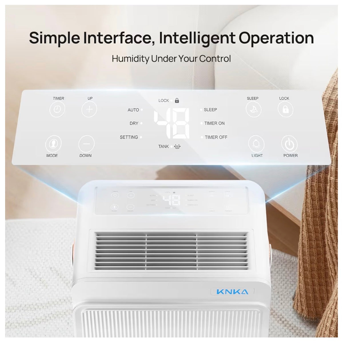 KNKA Energy Star 550 Sq.Ft. Dehumidifer for Basement, Max 80 Pint/Day Dehumidifier with Drain Hose, Dehumidifier for Home, Bedroom, Bathroom, Large Room, Smart Humidity Control, Sleep Mode (White) (New in Box)