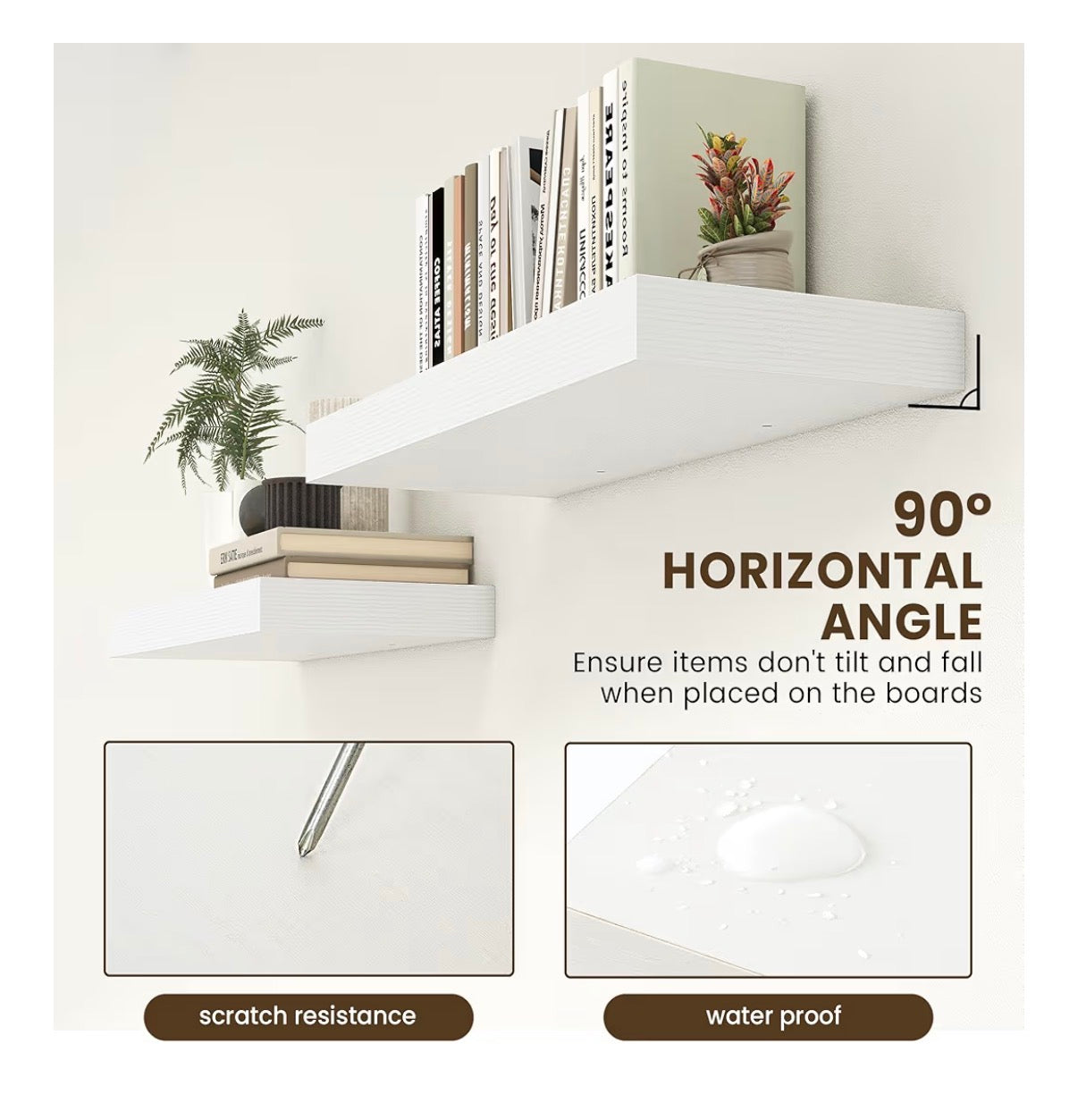 30 Inch Floating Shelves 12-Inch-Deep White Floating Shelve Set of 2