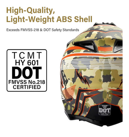 TCMT Motorcycle Dirt Bike Off-Road Motocross ATV Mountain Bike Full Face MX Helmit for Men/Women DOT Approved (New)