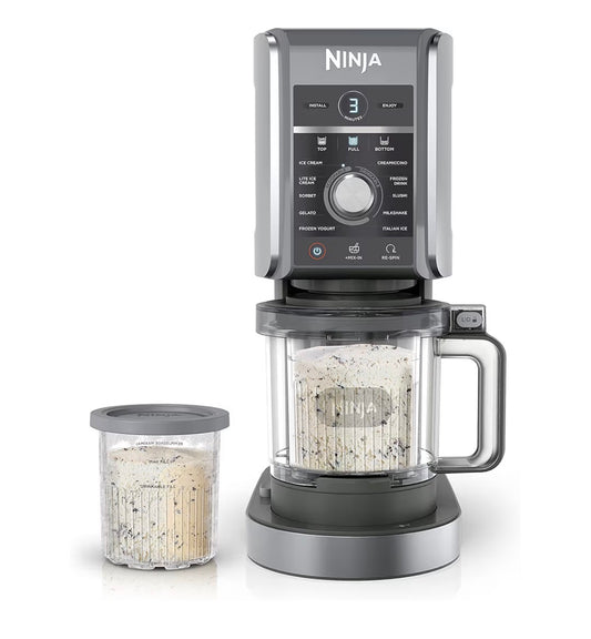 Ninja Creami Deluxe Ice Cream Make, Treats and Frozen Desserts, Sorbet, Milkshakes, Yogurt and More, 11-in-1 Programs, XL Capacity, Includes Two 24 oz Family Size Tubs (Silver)