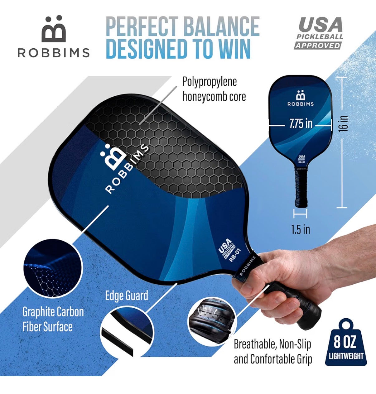Pickleball Set with Net 4 USA Pickleball Approved Carbon Fiber Paddles, Portable Regulation size Net System, 8 Outdoor Balls, Duffle Bag & Carry Bag (New in Box)