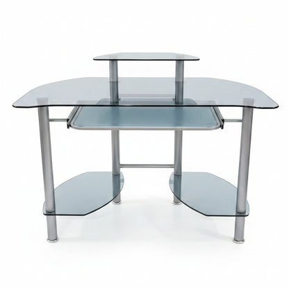 Blue Glass and Metal Desk