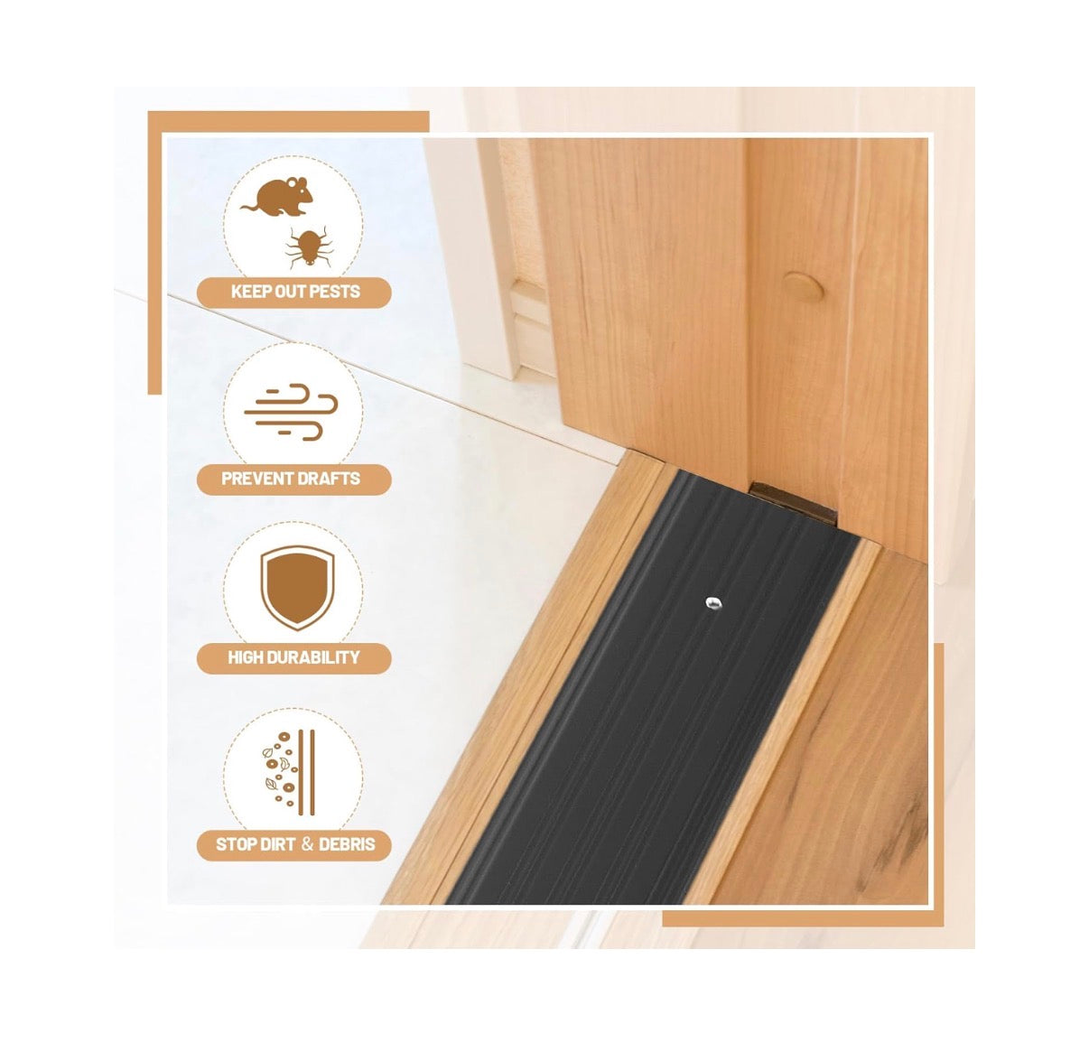 4 Pieces 5 Inch X 1/4 Inch X 36 Inch Door Saddle Threshold for Doorway Interior Sturdy Aluminum Commercial Fluted Saddle Door Threshold Durable and Sleek Doorway Entryway Access Draft Portion (Black) (New in Box)