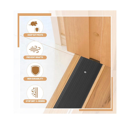4 Pieces 5 Inch X 1/4 Inch X 36 Inch Door Saddle Threshold for Doorway Interior Sturdy Aluminum Commercial Fluted Saddle Door Threshold Durable and Sleek Doorway Entryway Access Draft Portion (Black) (New in Box)