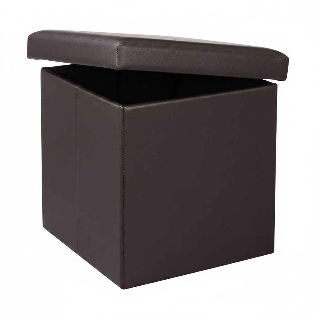 Faux Leather Ottoman Storage Box with Lid