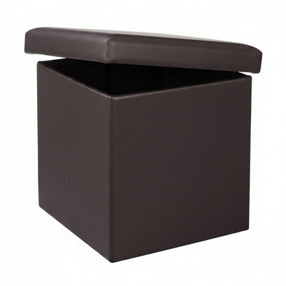 Faux Leather Ottoman Storage Box with Lid