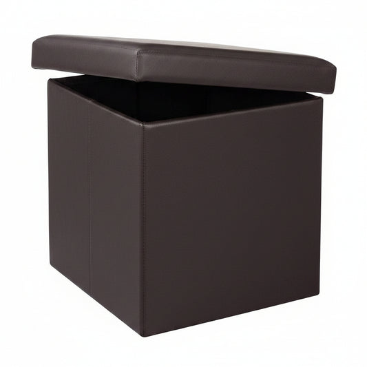Faux Leather Ottoman Storage Box with Lid
