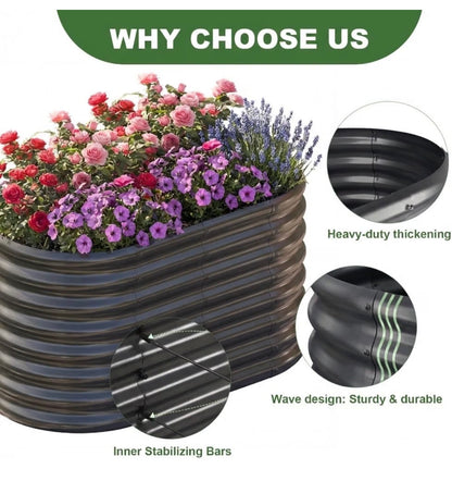 2 Pack 4 X 2 X 2 Ft. Galavanized Raised Garden Bed Outdoor, Oval Sturdy and Durable Planter Boxes for Vegetables, Fruits, Flowers and Plants, Easy Assembly (Gray) (New in Box)