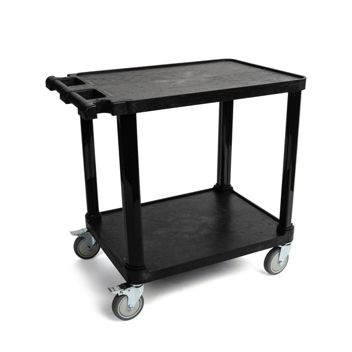 Pearington 2 Tier Compact Multi-Purpose Plastic Utility Cart with Lockable Wheels Up to to 150lbs (Black) (New in Box)