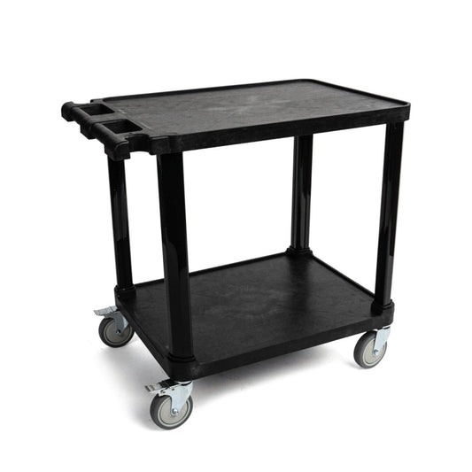 Pearington 2 Tier Compact Multi-Purpose Plastic Utility Cart with Lockable Wheels Up to to 150lbs (Black) (New in Box)