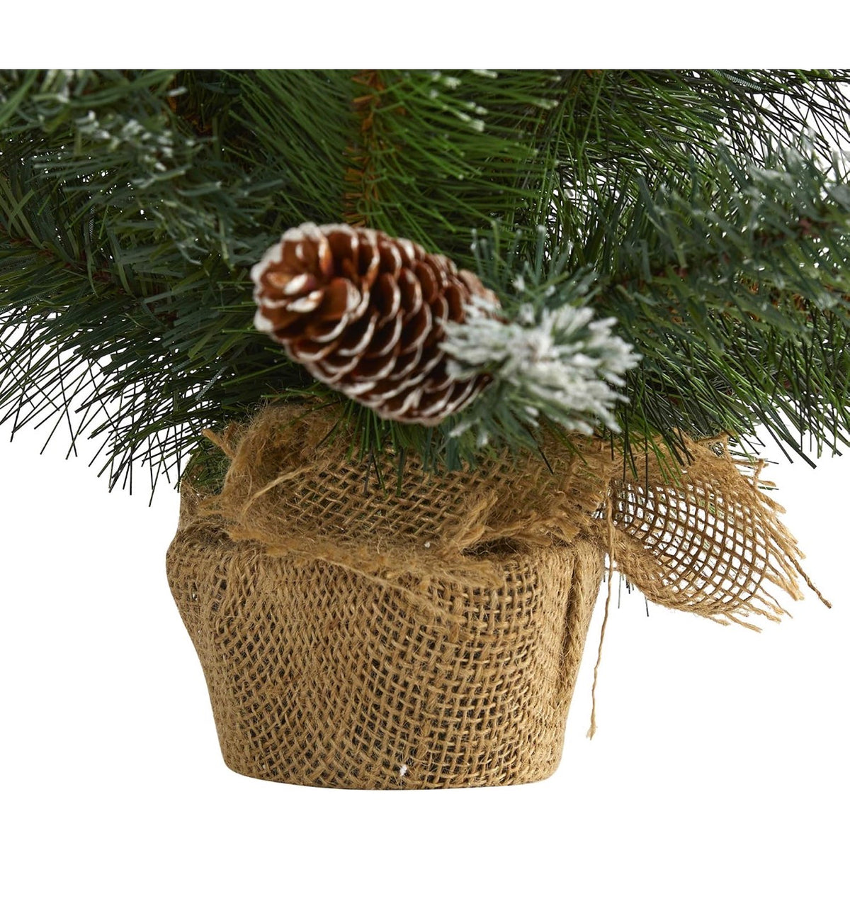 Nearly Natural 2 Ft. Frosted Pine Acritical Christmas Tree with 35 Clear LED Lights, Pinecones and Burlap Base (New in Box)