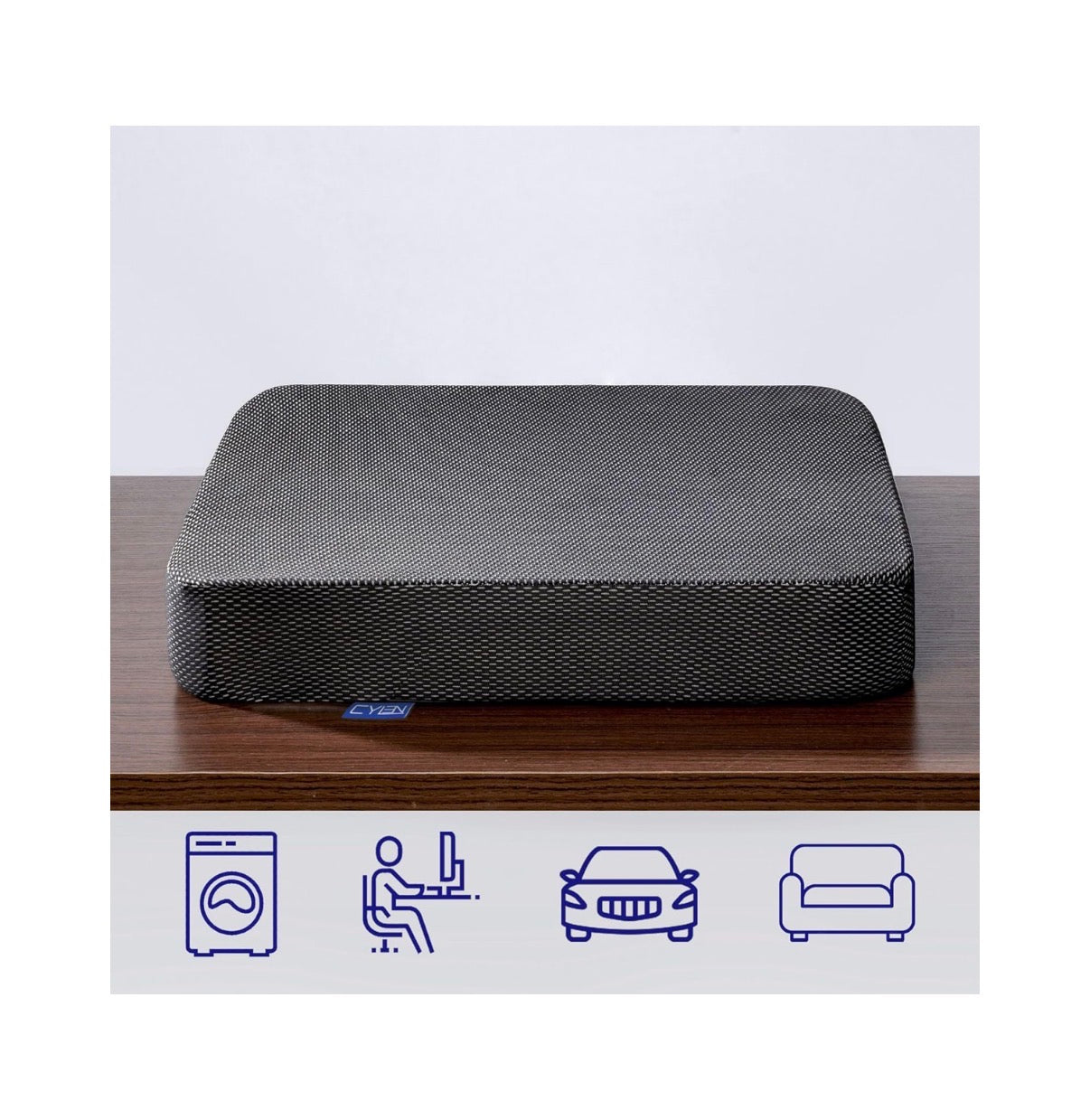 Gel Infused Memory Foam Layer Wheelchair Cushion Polyfoam Base 18 Inch X 16 Inch Seat Cushion for Wheelchair, Office Chair, Kitchen Chair - Pressure Sore and Tailbone Pain Relief (Black) (New in Box)