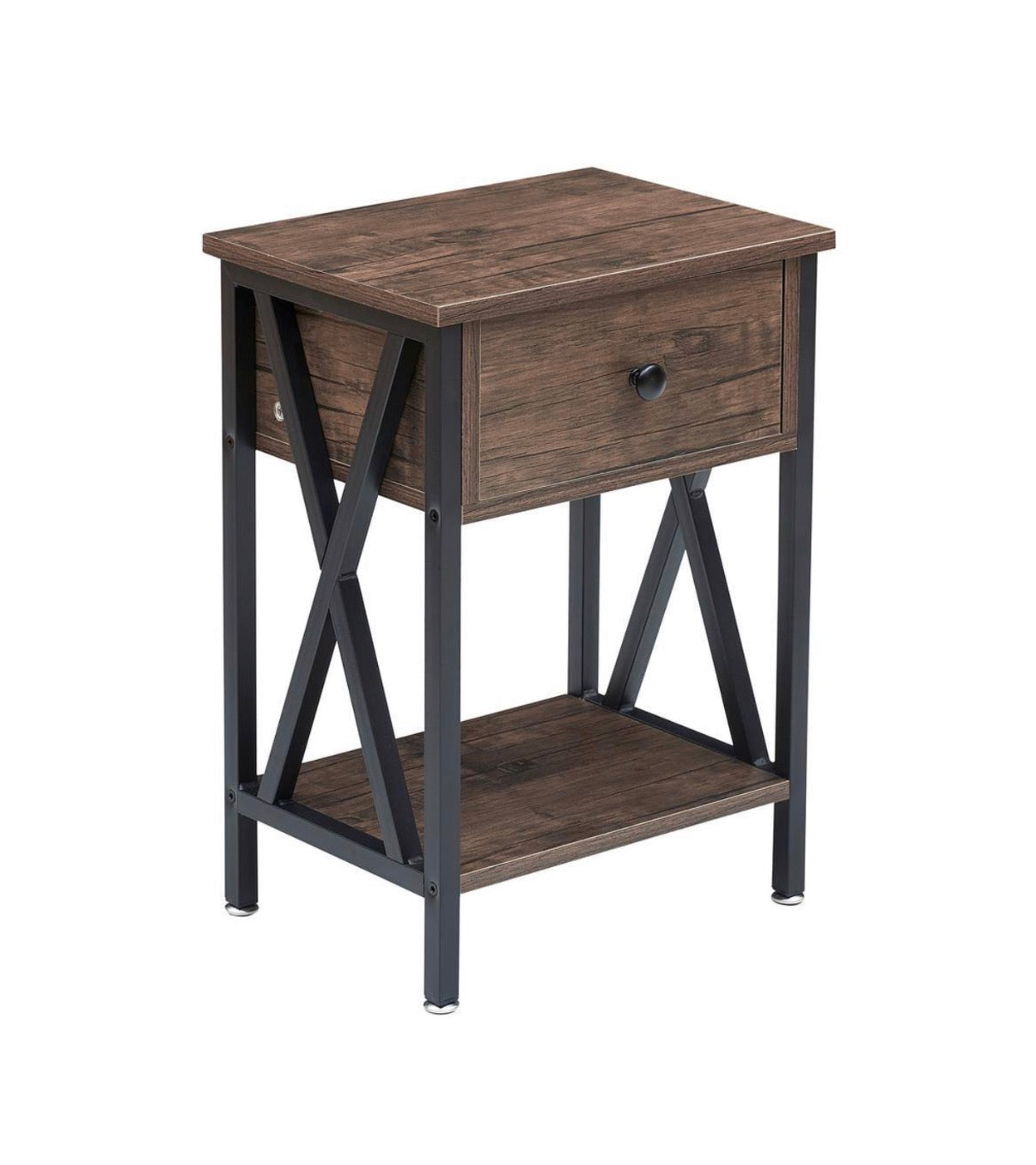 1 Bin Drawer Nightstands X Design Side End Table Nightstand 21.7 Inch Height, 11.8 Inch Width, 15.8 Inch Length (Gray) (New in Box)
