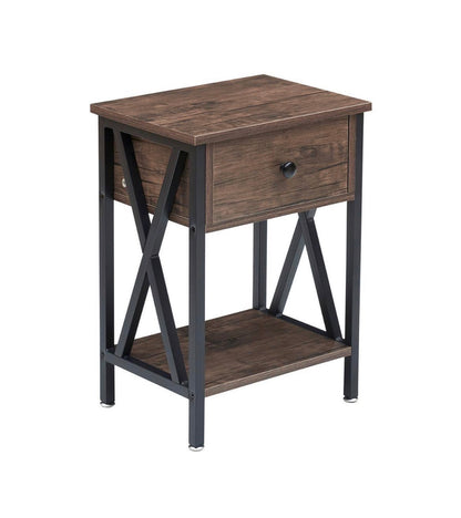 1 Bin Drawer Nightstands X Design Side End Table Nightstand 21.7 Inch Height, 11.8 Inch Width, 15.8 Inch Length (Gray) (New in Box)