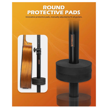 6 Adjustable Guitar Stand Holder-Heavy Duty Floor Stand for Acoustic, Electric, Brass, Banjos-Folding Multi-Holder FH-S6 (Black) (New in Box)