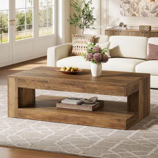 Brown Rectangle Wood Coffee Table