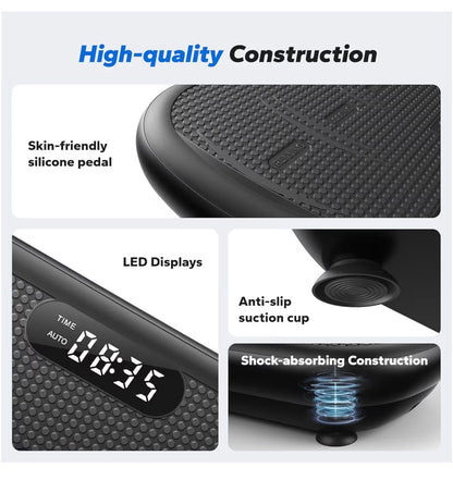 Merach CV40 Curved Vibration Plate Exercise Machine with 440lbs Capacity 200W Powerful Motor, 13mm Amplitude, Shake Plate for Lymphatic Drainage, Bluetooth, Silicone Pedal, Resistance Band, Home Gym (Black) (New in Box)
