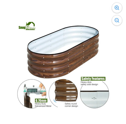 SnugNiture Galvanized Raised Garden Bed Outdoor, 3 Pieces 4 X 2 X 1 ft Metal Planter Box (Brown) (New in Box)