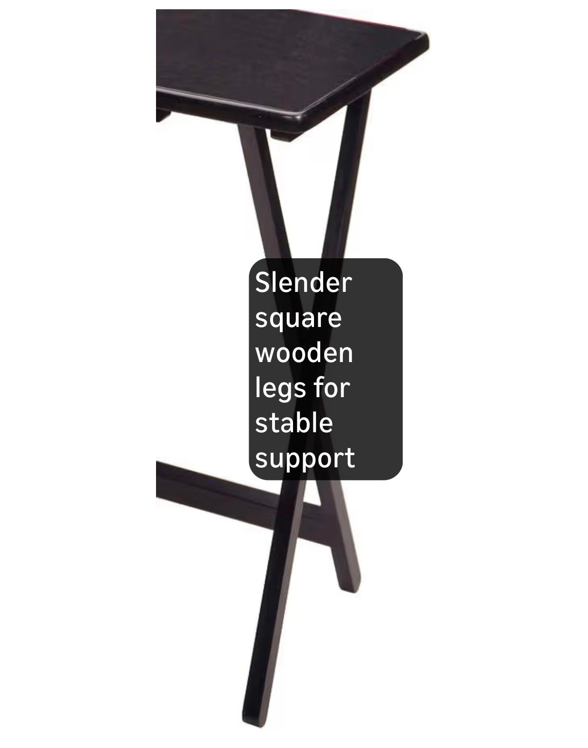 Winsome Alex Set of 4 Foldable Snack Tables with Storage Rack, Easy to Store Portable Fold Up Table Set for Kitchen, Living Room Tv Dining, Crafts, Puzzle, Work from Home 15"X19"X26" (Black)