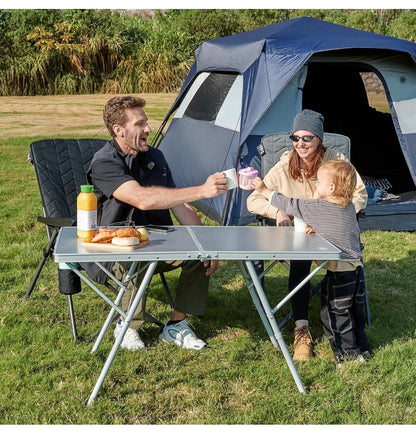 Ever Advanced Large Camping Table for 4-6 Person, Portable Folding Aluminum Table with Carrying Handle, Suitable for BBQ, Picnic, Camping and Indoor Use, Support up to 130lbs Silver (New in Box)