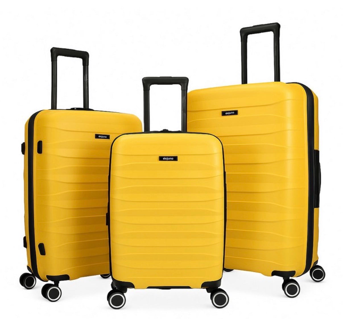 World Traveler Dejuno Motley 3 Piece Lightweight Hardside Expandable Spinner Luggage Set- Yellow  -NEW