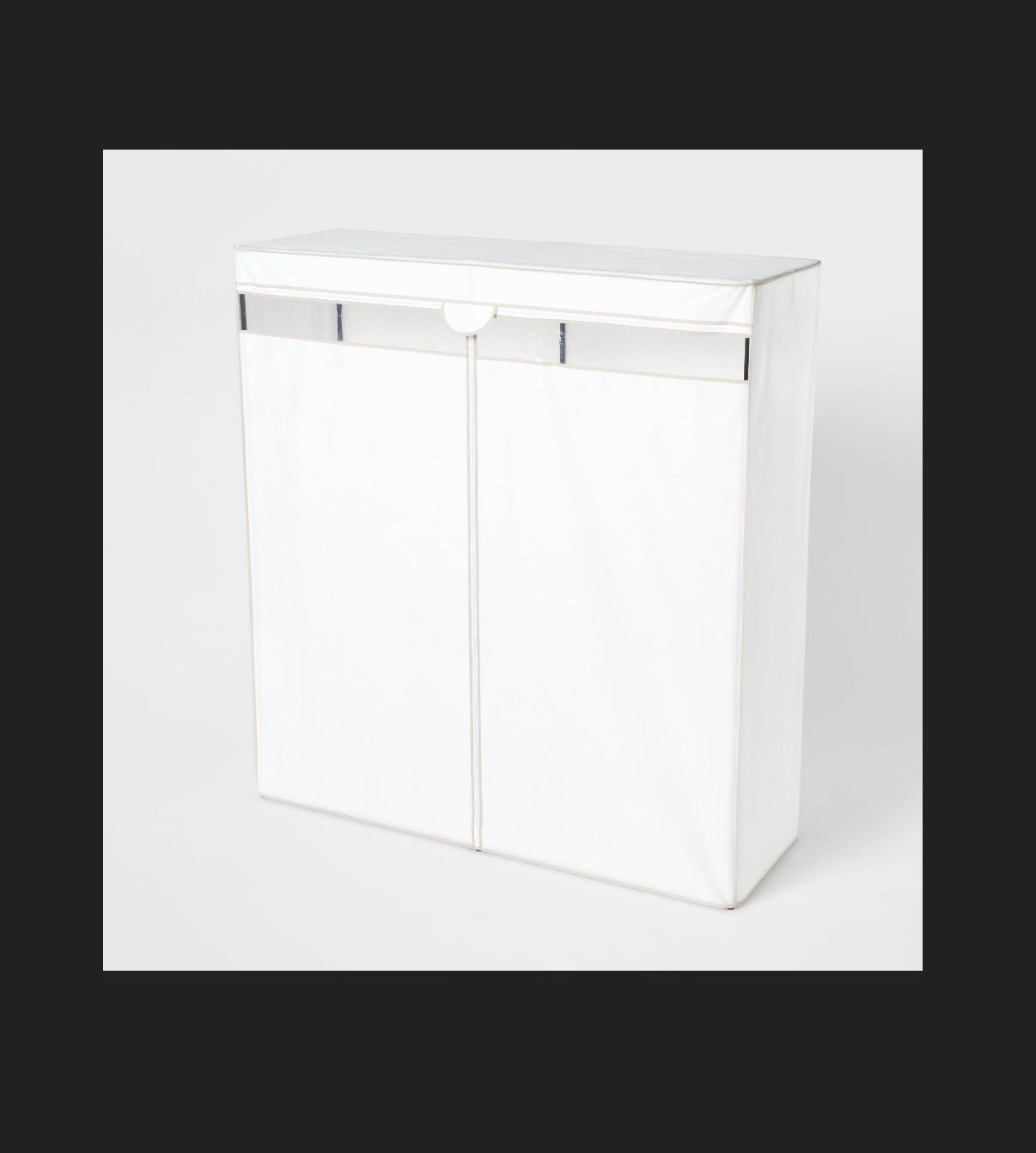 60 Inch Wide Covered Storage Closet White Portable Garment Rack, Steel Frame, (Assembly Required) (New in Box)