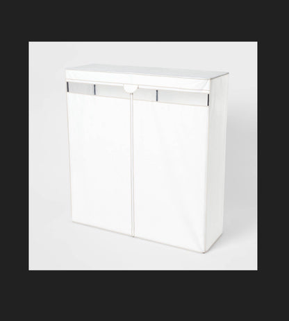 60 Inch Wide Covered Storage Closet White Portable Garment Rack, Steel Frame, (Assembly Required) (New in Box)