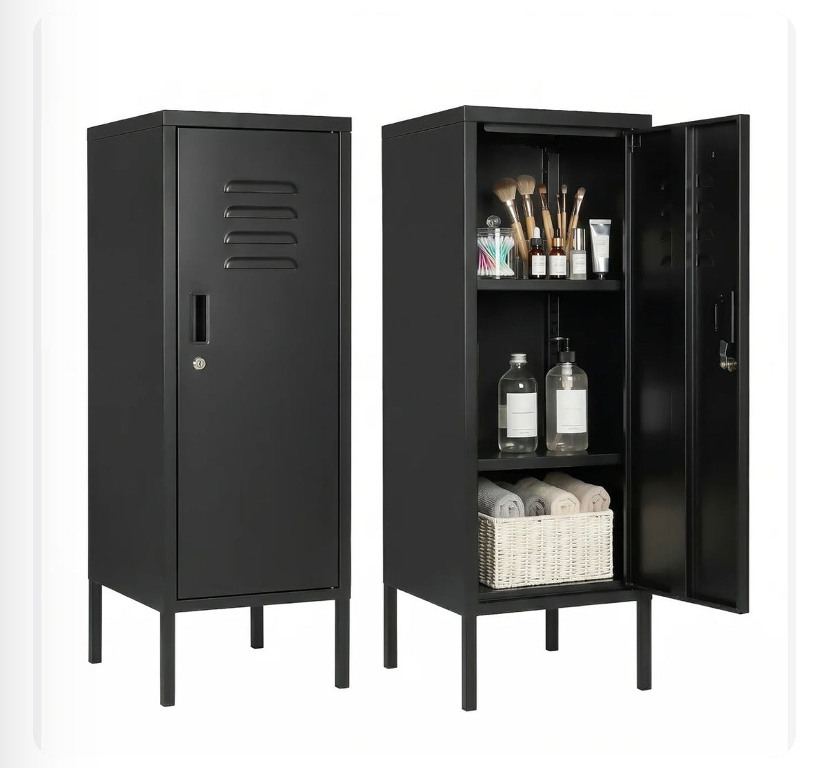 Garvee Lockable Metal Locker Cabinet 39 Inch Height Metal Storage Cabinet with Lock, Adjustable Shelf & Ventilation, Steel Locker for Gym, School, Office, Home, Garage (Black) (New in Box)
