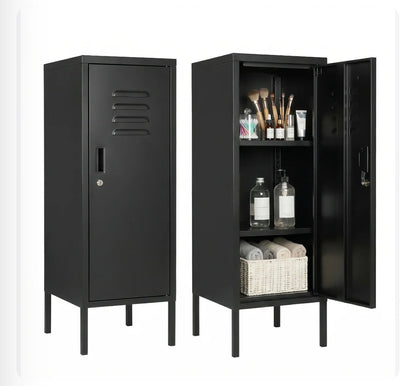 Garvee Lockable Metal Locker Cabinet 39 Inch Height Metal Storage Cabinet with Lock, Adjustable Shelf & Ventilation, Steel Locker for Gym, School, Office, Home, Garage (Black) (New in Box)