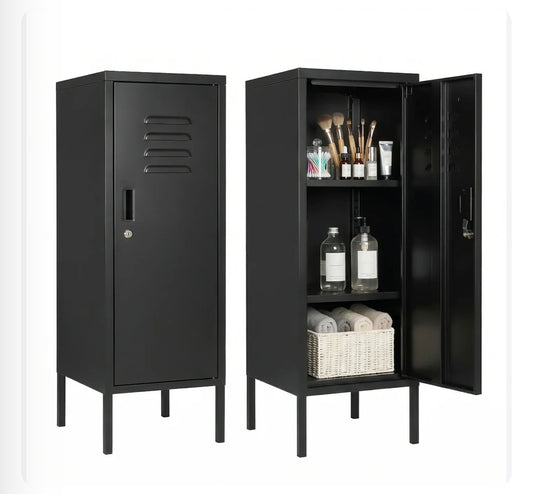 Garvee Lockable Metal Locker Cabinet 39 Inch Height Metal Storage Cabinet with Lock, Adjustable Shelf & Ventilation, Steel Locker for Gym, School, Office, Home, Garage (Black) (New in Box)