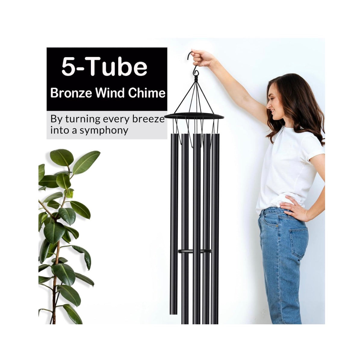 68 Inch Large Wind Chimes for Home Garden Decor, Deep Tone Wind Chines (Black) (New in Box)