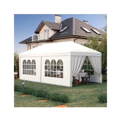 Quictent 10ft. X 20ft. Party Tent Gazebo Wedding Canopy tent for Parties BBQ Shelter Pavilion with Removable Church Sidewalls & Elegant Church (White) (New in Box)