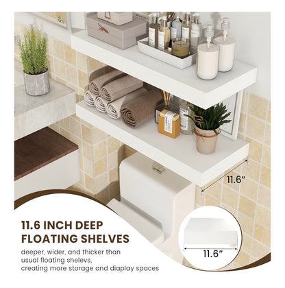 30 Inch Floating Shelves 12-Inch-Deep White Floating Shelve Set of 2