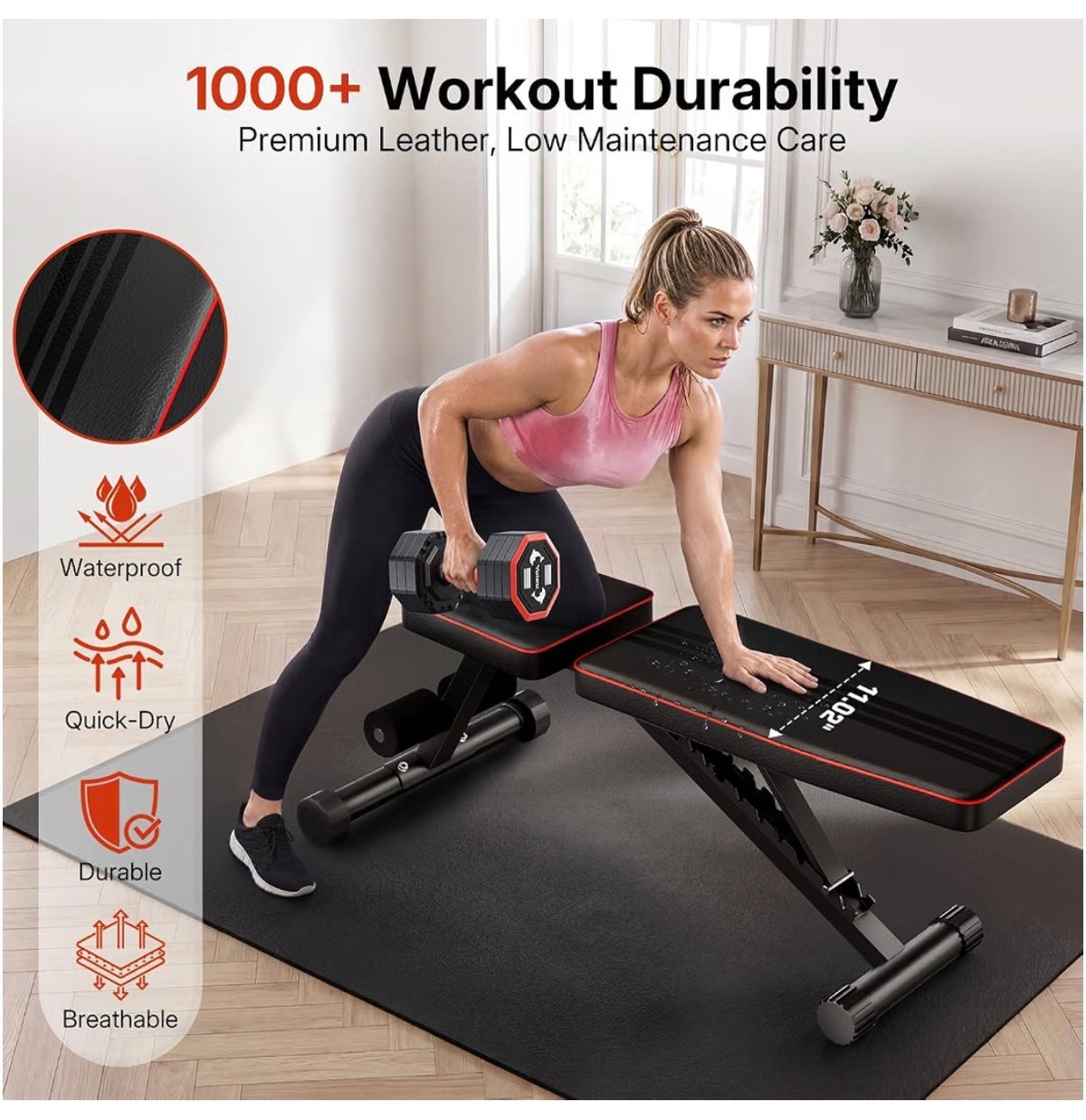 Adjustable Weight Bench for Bench Press, Heavy Duty Stable Workout Bench Foldable Weight Bench for Home, Gym, Incline/Decline 90 Degree Bench Exercise Bench (New in Box)