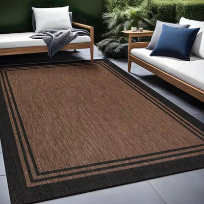 9ft. X 12ft. Gold Black Aloha Washable Bordered Indoor/Outdoor Area Rug