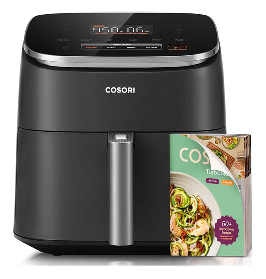 Cosori 9-in-1 TurboBlaze Air Fryer 6 Quart Premium Ceramic Coating 90 Degrees-450 Degrees Fahrenheit Precise Heating for Even Results, Air Fry, Roast, Bake, Broil, Dry, Frozen, Proof, Reheat, Keep Warm, 120v (Dark Gray) (new in box)