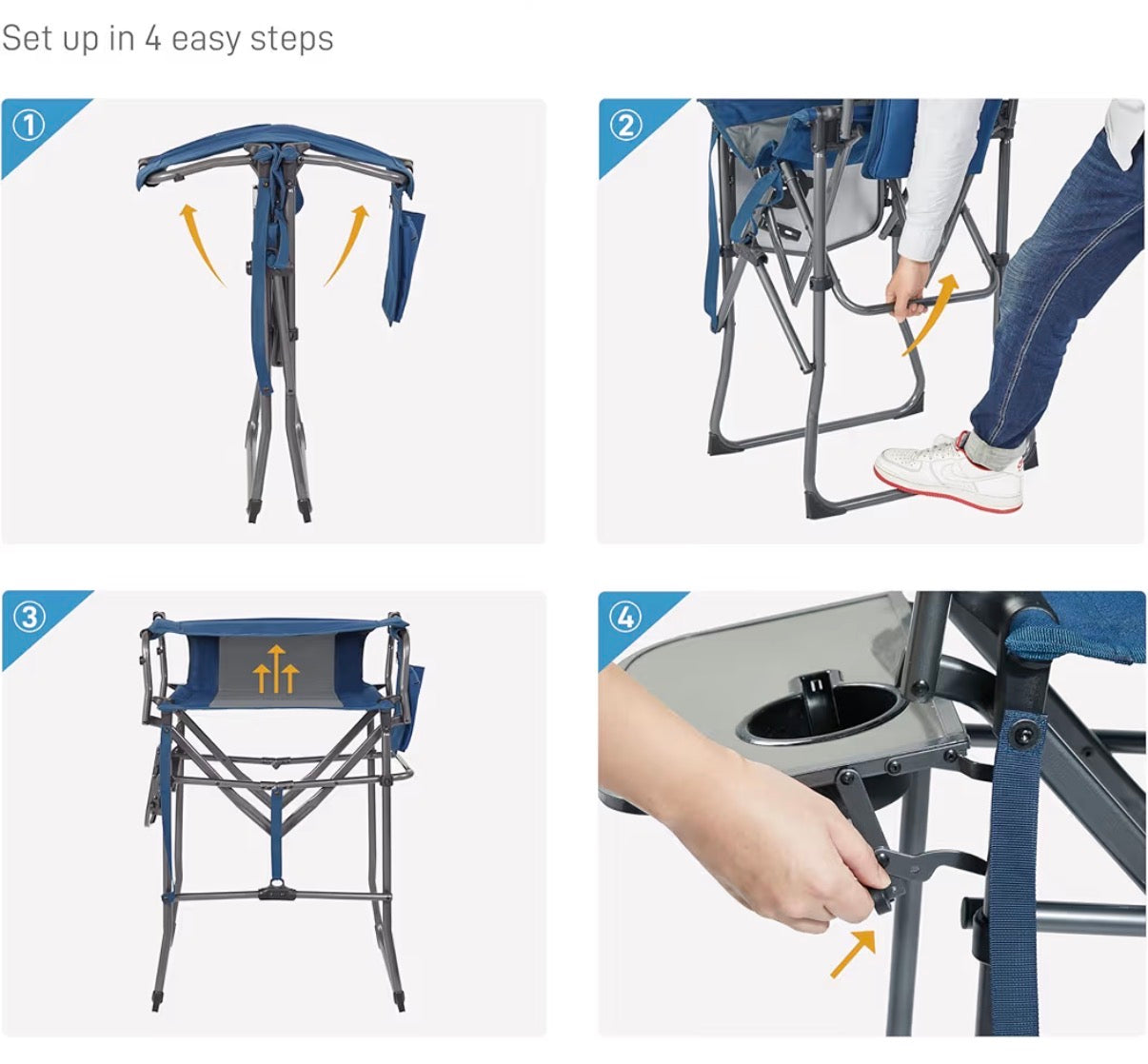 Ever Advanced Portable 30.7 inch Seat Height Tall Folding Camping Chair