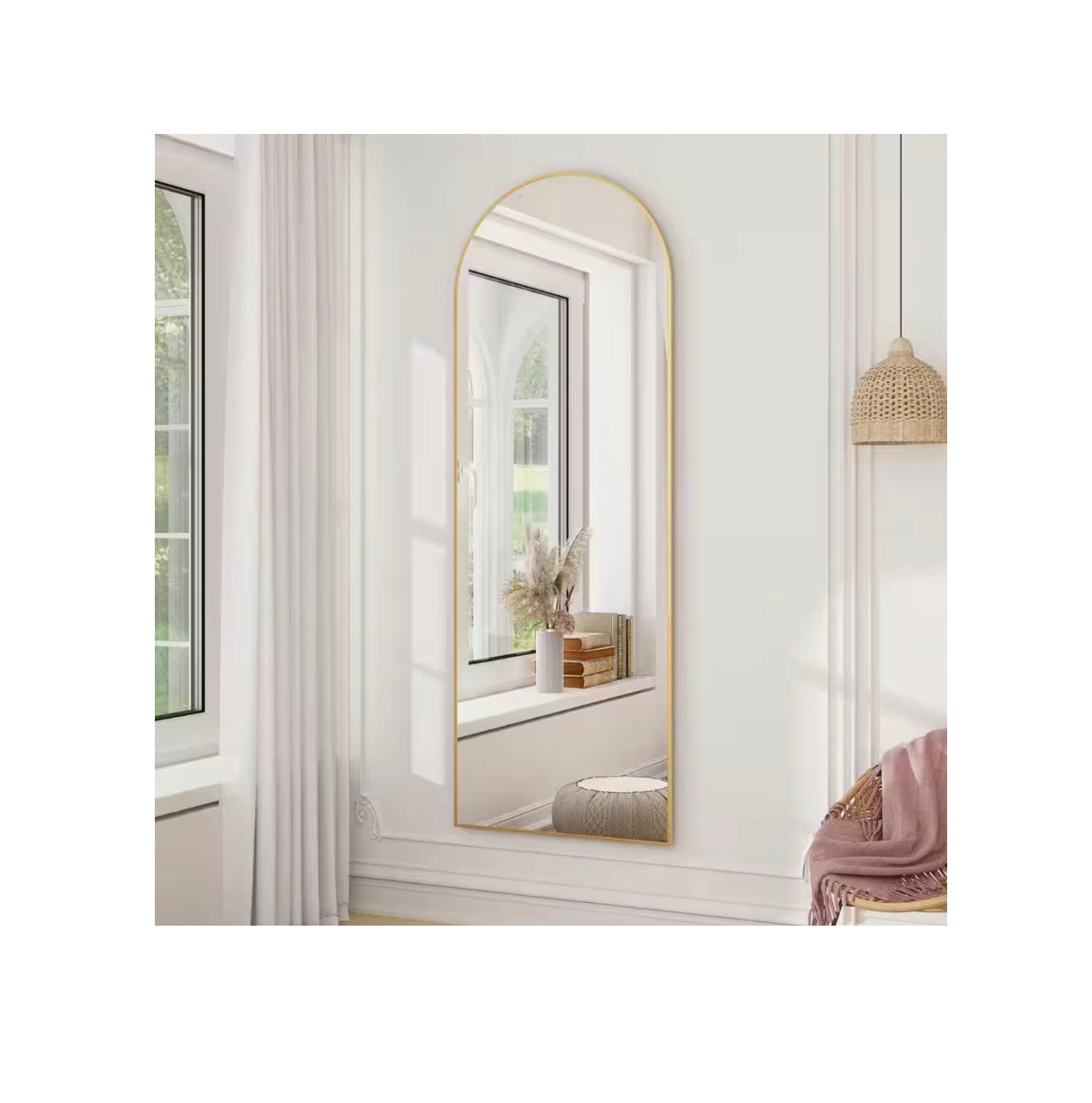 18 Inch X 58 Inch Arched Gold Modern Aluminum Alloy Framed Full Length Mirror Wall Mirror (New in Box)