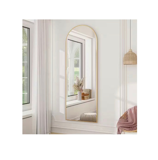 18 Inch X 58 Inch Arched Gold Modern Aluminum Alloy Framed Full Length Mirror Wall Mirror (New in Box)