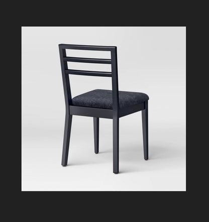 Set of 2-Ladder Back Dining Chairs with Padded Seat (Black) (New in Box)
