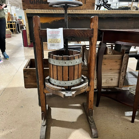 Antique Extra Large Iron & Wood Fruit/Grape Crusher / Wine Press