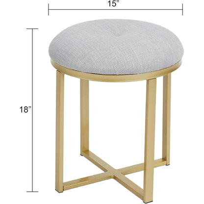 Upholstered Metal Round Vanity Seat