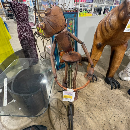 Metal Insect on Bike Sculpture