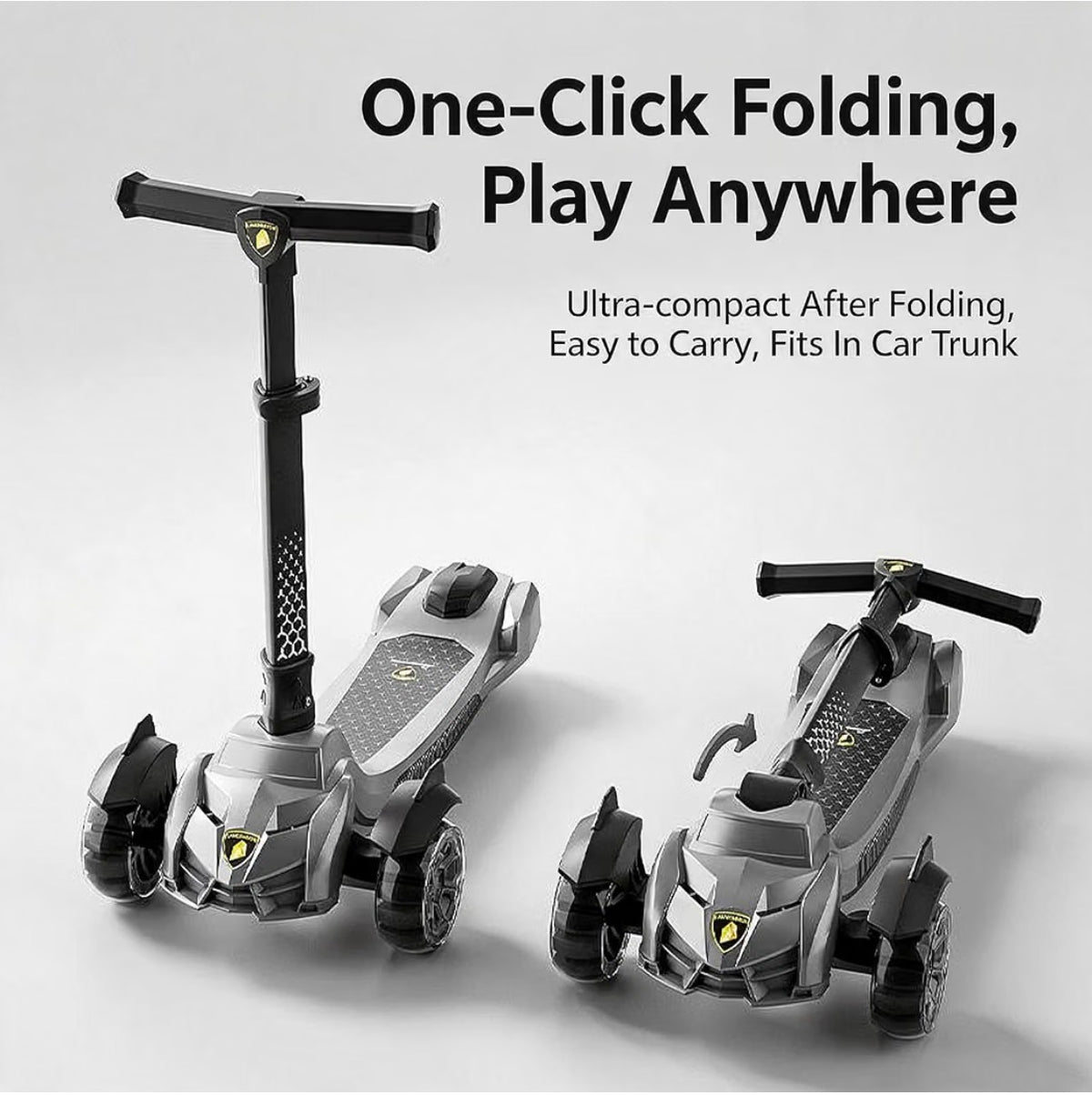 Kids Scooter, Easy Folding Scooter for Kids Ages 5+, Teens 5-18 Years Old Big Kids Scooter, Thick Aluminum Alloy Pole and Handlebar, Widened Thick Wheels, Height Adjustable (Gray) (New in Box: Box Has some Damage, but Scooter is in Good Shape)