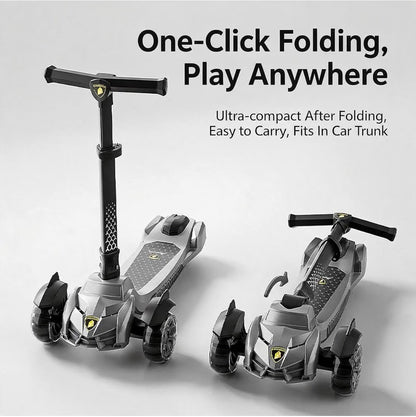 Kids Scooter, Easy Folding Scooter for Kids Ages 5+, Teens 5-18 Years Old Big Kids Scooter, Thick Aluminum Alloy Pole and Handlebar, Widened Thick Wheels, Height Adjustable (Gray) (New in Box: Box Has some Damage, but Scooter is in Good Shape)