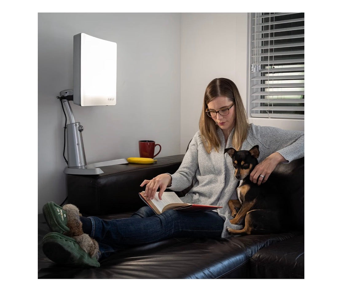 Carex Day-Light Classic Plus Sunlight Therapy Lamp 1000 LUX Therapy Lamp at 12 Inches, LED Bright White Light with Adjustable Height and Brightness Levels for Mood (New in Box)