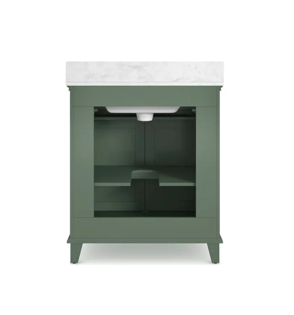 Lambert 30 Inch Basil Green Undermount Single Sink Bathroom Vanity with White Engineered Stone Top (New)
