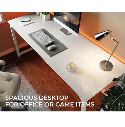 Huuger Computer Desk, 70 Inch Office Desk, Gaming Desk with Storage, Writing Desk for Home Office, Study, Long Simple Desk, Large Legroom, Metal Frame (White) (New in Box)
